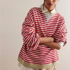 Free People “We The Free” Classic Striped Oversized Crewneck
